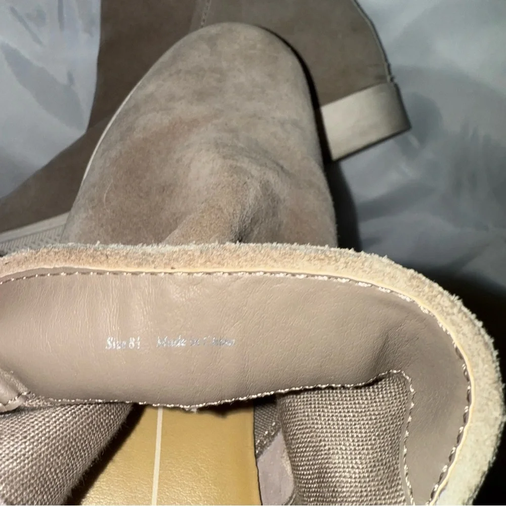 Women's 8.5 Beige Tan‎ Suede Ankle Wedge Slip-on Boots Casual
